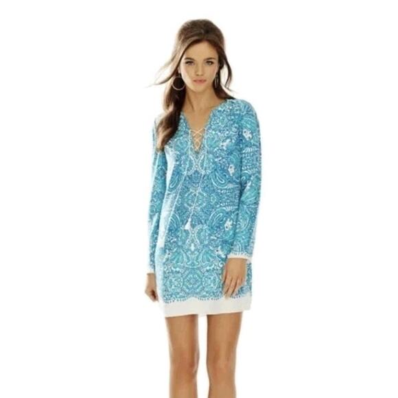 Lilly Pulitzer Ashby Rayon Tunic Dress Sea Blue Size M - Picture 2 of 11